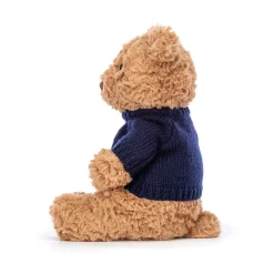 Jellycat Bartholomew Bear with Personalised Navy Jumper