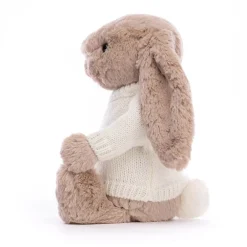 Jellycat Bashful Beige Bunny with Personalised Cream Jumper
