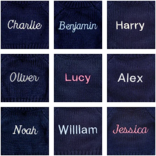 Jellycat Bashful Black & Cream Puppy with Personalised Navy Jumper
