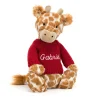 Jellycat Bashful Giraffe with Personalised Red Jumper