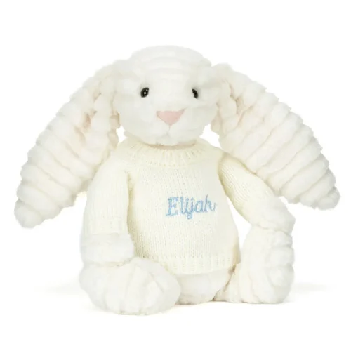 Jellycat Bashful Luxe Bunny Nimbus with Personalised Cream Jumper