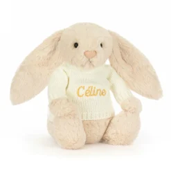 Jellycat Bashful Luxe Bunny Willow with Personalised Cream Jumper