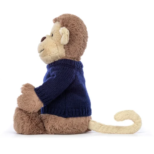Jellycat Bashful Monkey with Personalised Navy Jumper