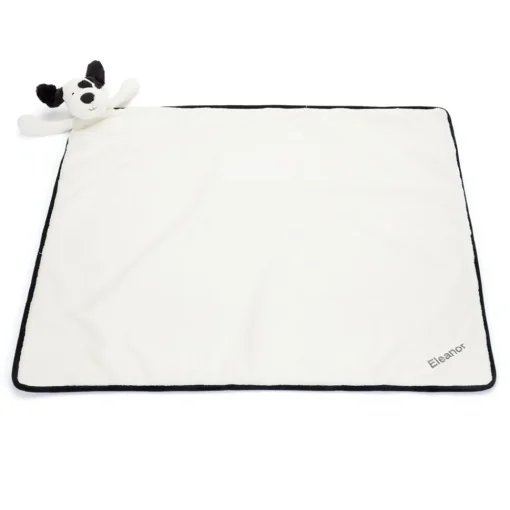 Jellycat Personalised Bashful Black & Cream Puppy Blankie