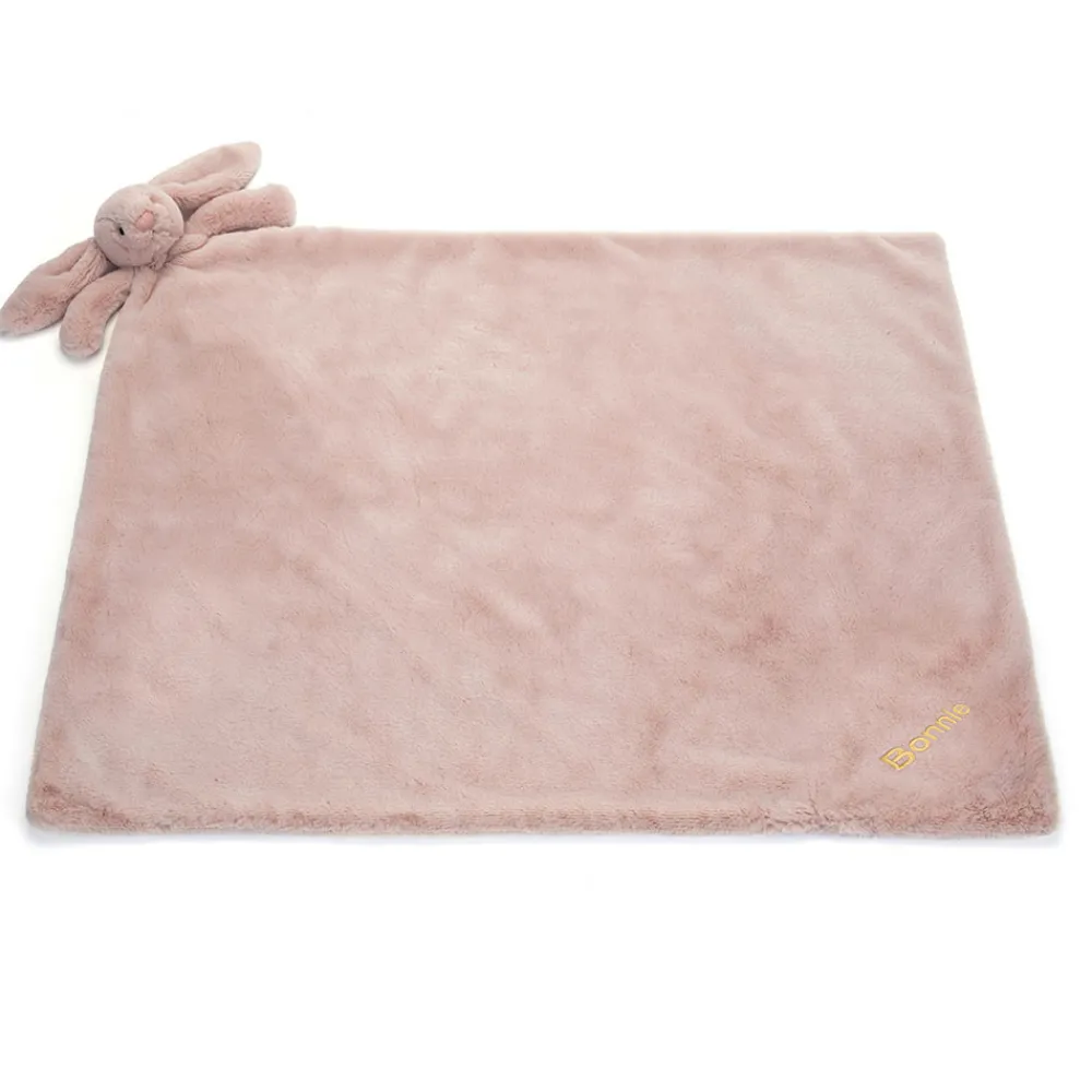 Jellycat Personalised Bashful Luxe Bunny Rosa Blankie