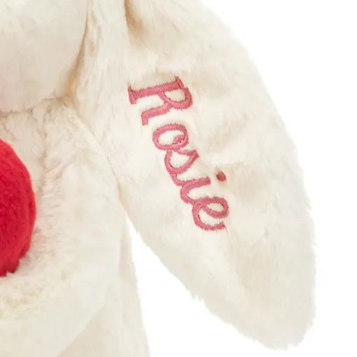 Jellycat Personalised Bashful Red Love Heart Bunny Medium